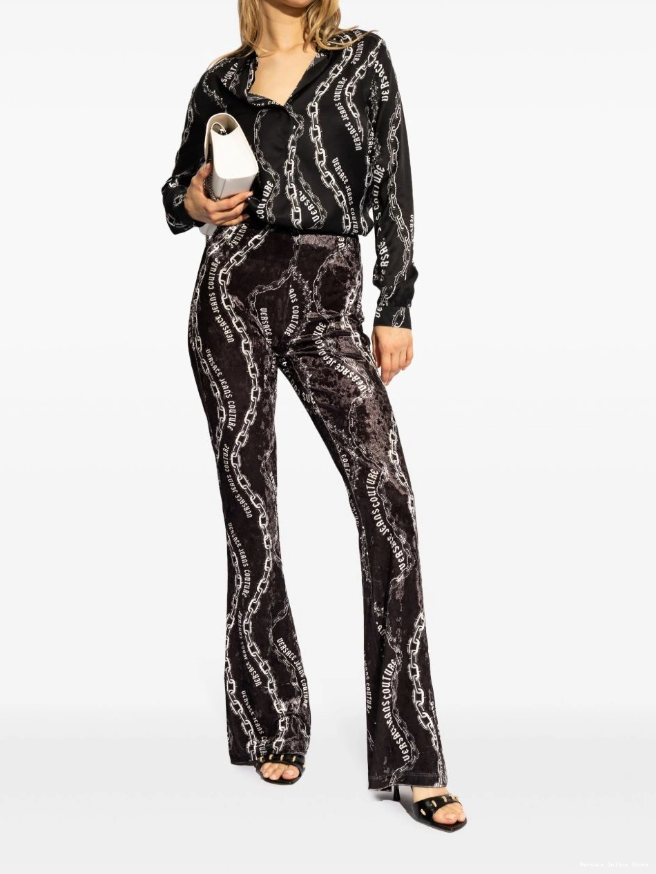 Cheap Couture Jeans Versace Women logo long-sleeve shirt chain-print 0808